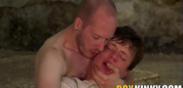  Bound twink Alex Faux receives handjob and cock torment